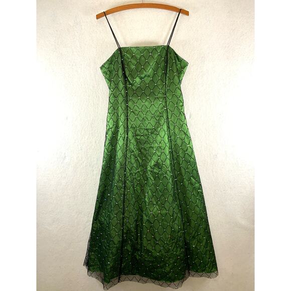 dressbarn Dresses & Skirts - VTG Dressbarn Womens Y2K Formal Dress Sz 8‎ Royalcore Mermaid Satin Mesh Overlay